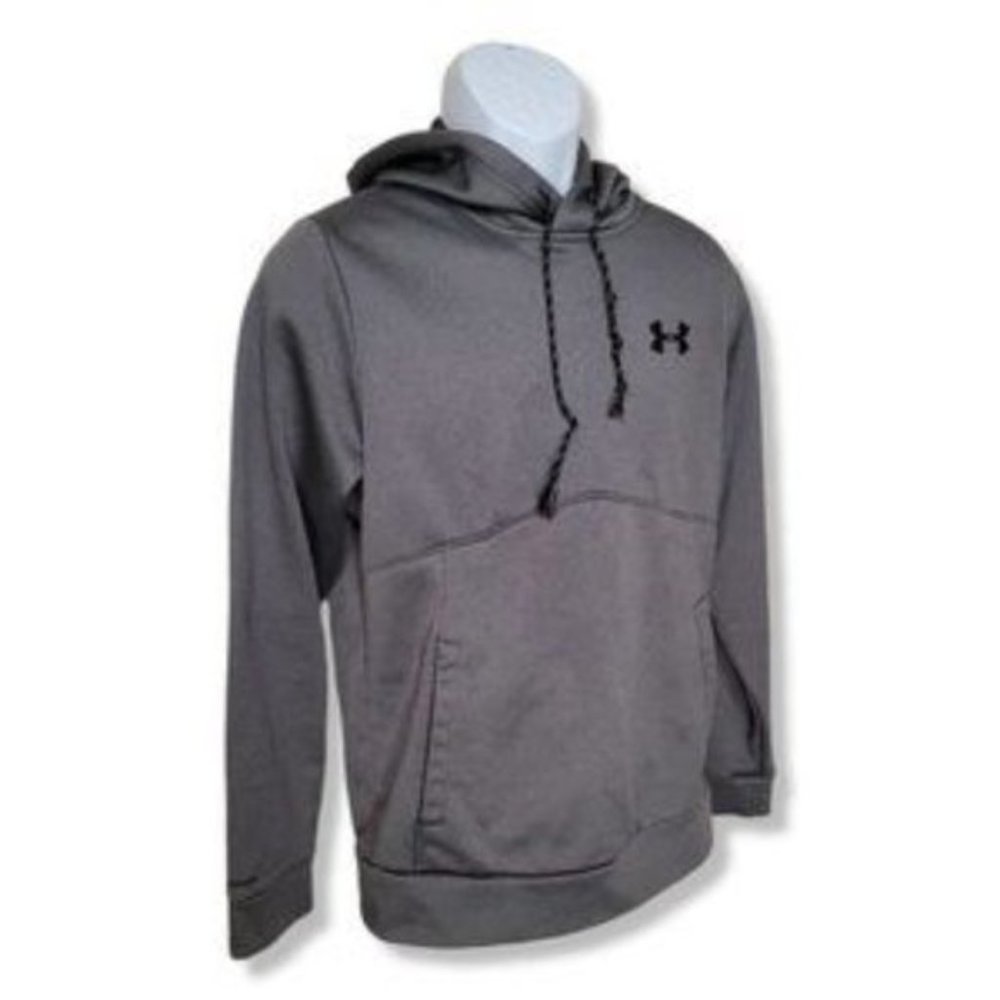 Under Armour Men's Grey Polyester Long Sleeve Pullover Front Logo Hoodie Size S